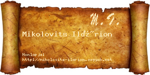 Mikolovits Ilárion névjegykártya